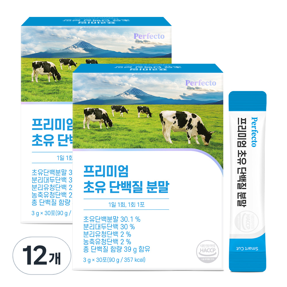 퍼펙토 프리미엄 초유 단백질 분말 스틱  90g  12개