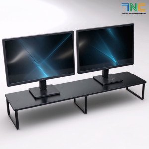 7NC 와이드 듀얼 모니터 받침대 긴 높은 거치대 서랍 선반 스탠드 1000mm