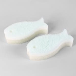 [한정판매] 일본 마나 겨울햇살 물고기 스펀지 수세미 2P세트 / P528BW