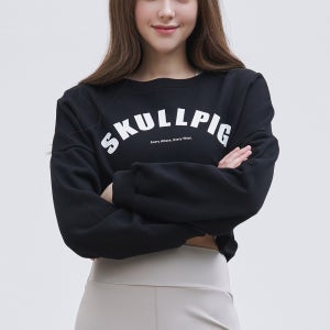 클라우드 여성 맨투맨 애슬레저룩 블랙 요가긴팔상의