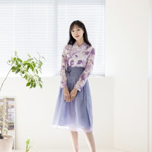 서리나래 생활한복 봄맞이 연보라오간자 허리치마, 서리나래