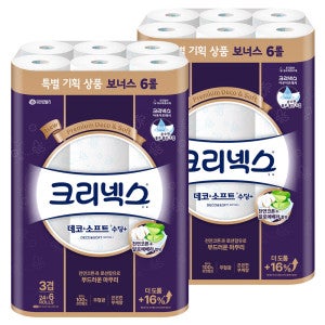 크리넥스 크리넥스 데코앤소프트 3겹 25M (24+6)롤 2팩