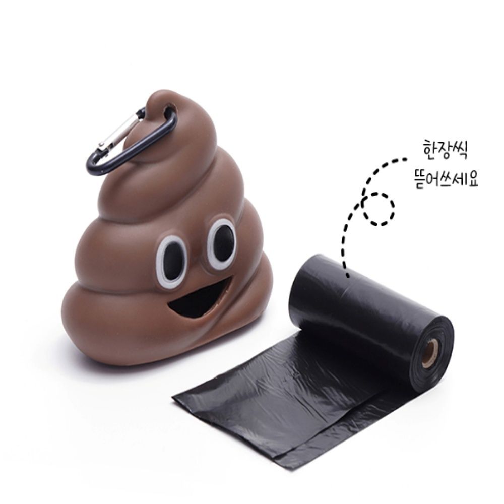 강아지 똥봉투 배변봉투 케이스 똥모양 풉백 5롤