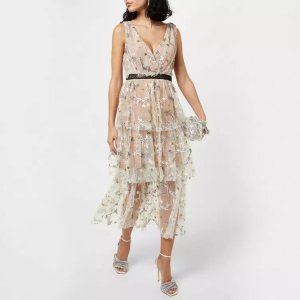 셀프포트레이트 자수 메쉬 별 드레스 Embroidered Mesh Tiered Star Dress 65534769