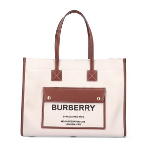 버버리 미디움 프레야 투톤 캔버스 레더 토트백 내츄럴 탠 8044129 베이지 Bags Beige 26768737