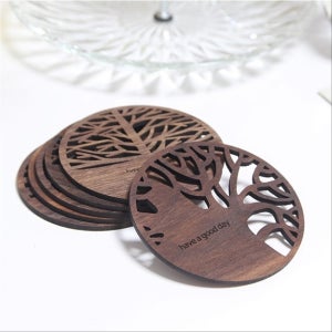 트리 우드 각인 티코스터 원목컵받침 대량구매 10개 , 루비팩토리