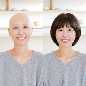 암환자 항암가발레이어 단발 스타일 인모 블렌딩