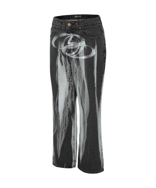 [엔드파이브클럽] spray logo denim pants[black] AFC24FPT05