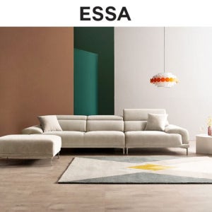 [쿠션&상품권증정][에싸] 베레나 컴팩트 4인 헤드기능 리브 패브릭 소파+스툴