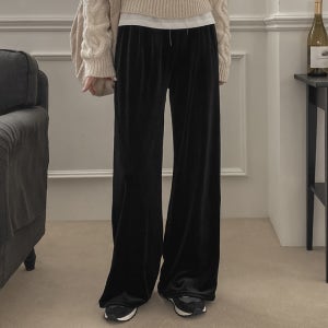 [체형커버/부들보들] 와이드 올밴딩 벨벳 팬츠