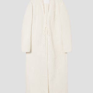 마메 쿠로구치 에크루 플로럴 퀼트 실크 코트 MM23PF-CO719