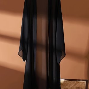 Plus Size Sheer Kimono Cardigan Polyester Lightweight Outerwear