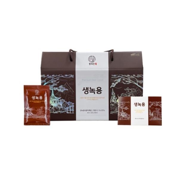 동의진 <b>생녹용</b> 웰빙바이오 국내산 녹용 추출액 85%함유 한방재료 <b>피곤</b>한 직장인 건강관리 부모님 면역력 체력보강 30포  80mg  1개