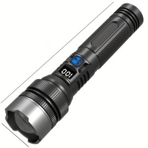 초강력 LED 손전등, 휴대용 전술 줌 토치, 내장된 18650 리튬 배터리, USB Type-C 충전식, 알루미늄 램프 쉘을 갖춘 고강도 비상 조명, 캠핑, 하이킹 및 비상사태