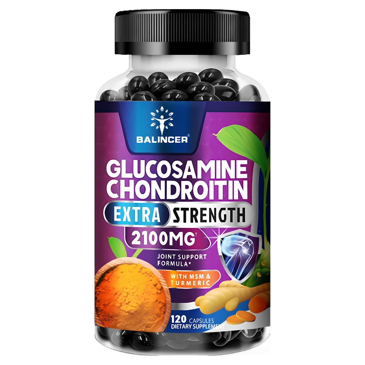 콘드로이틴 글루코사민 강황 MSM 삼중 작용 2100mg은 엉덩이 무릎 관절 및 허리의 통증 완화에 도움이 됩니다 - 관절 건강 지원  2개  120정