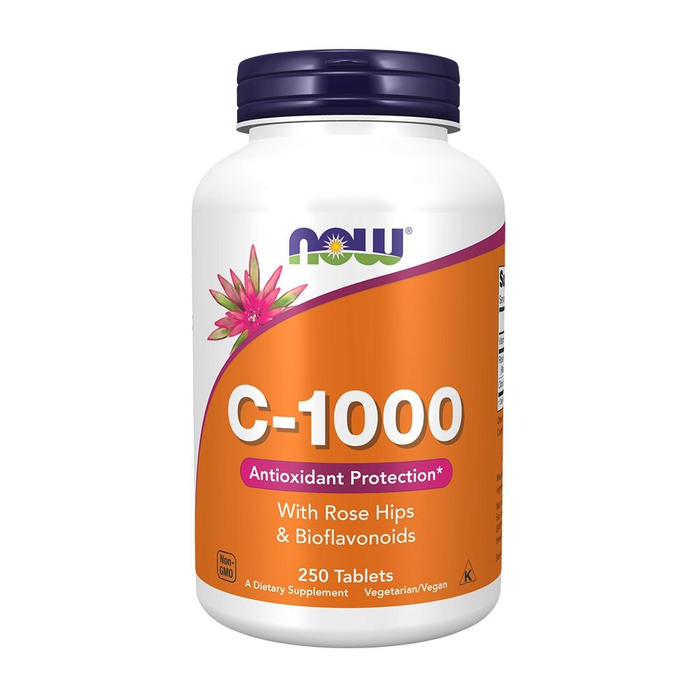 나우푸드 비타민 C 1000 250타블렛 <b>아스코르브산</b> 지효성 로즈힙 Now Foods