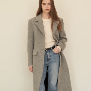 [에프코코로미즈] alpaca long single coat GY