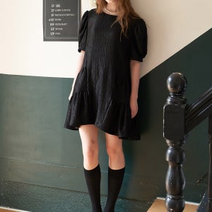 [에프코코로미즈] coco lovely shirring mini dress BK