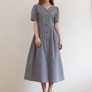 [에프코코로미즈] coco tulip gingham check volume dress NA