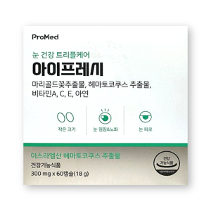 프로메드 <b>아이프레시</b> 300mg X 60캡슐 1박스 루테인 아스타잔틴 비타민A