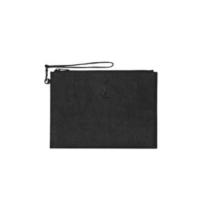 생로랑 블랙 클러치 파우치 667686C9H0U 1000 카산드라 지퍼 태블릿 홀더 크로커다일 엠보스 레더 느와르 67842921