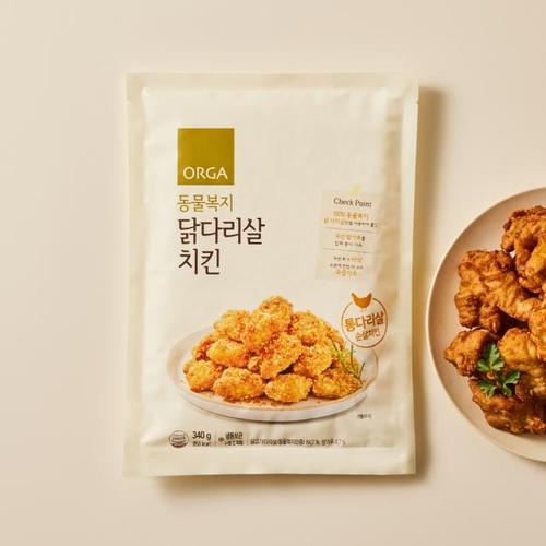 <b>풀무원</b> 동물복지 닭다리살 치킨 홈파티 주말 자취 반찬 튀김 340g