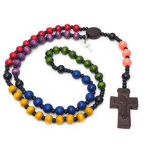 컬러 나무 5단 묵주, 오렌지 그린