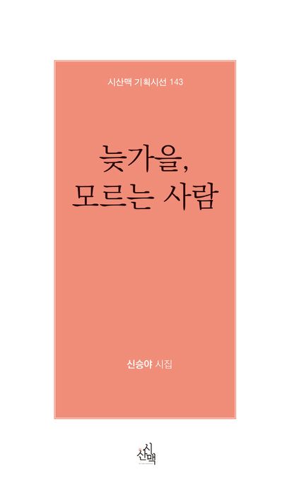 늦가을, 모르는 사람 : 신승야 시집