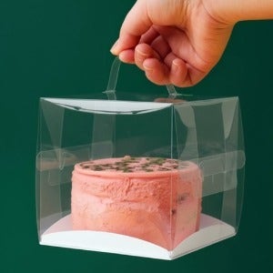 손잡이미니케익투명상자 + 받침(날개형) 7가지  100개 / 500개,디저트 무스 한입 베이커리 포장