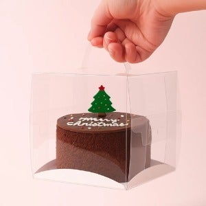 손잡이미니케익투명상자 + 받침(날개형) 7가지  100개 / 500개,베이커리 한입 무스 포장