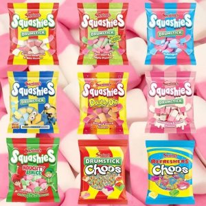 영국 스위즐스 스쿼시스 스쿼시즈 드럼스틱 더블딥 스쿼시 스웨덴 스웨디시 젤리 13종 Swizzels squashies