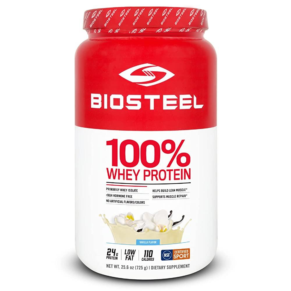 BioSteel Sports 100% 유청 단백질 파우더 보충제 rBGH 호르몬 프리 및 GMO <b>운동 후</b> 포뮬러 바닐라 25회분 24g0.8온스 473.2ml16온스 17  1개