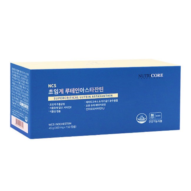 뉴트리코어 NCS <b>초임계 루테인</b> 아스타잔틴 300mg x 150캡슐, 1개