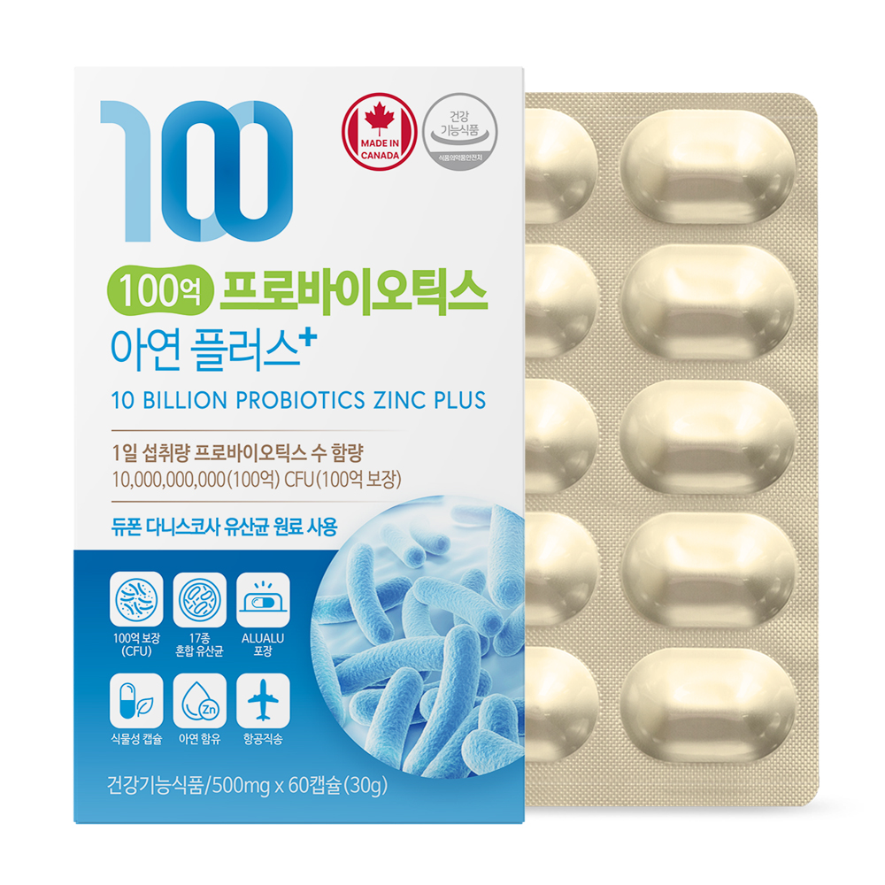 네이처그랜드 100억 프로바이오틱스 아연 플러스 500mg x 60캡슐, 1개
