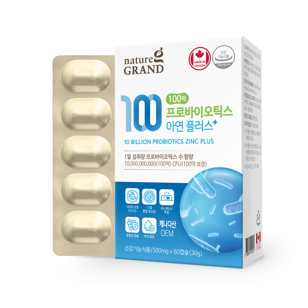 네이처그랜드 100억 프로바이오틱스 아연 플러스 500mg x 60캡슐, 3개