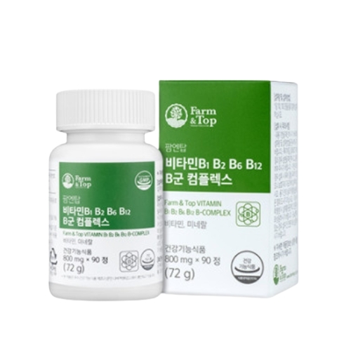 팜엔탑 <b>비타민 B1</b> B2 B6 B12 B군 컴플렉스 800mg x 90정, 1개