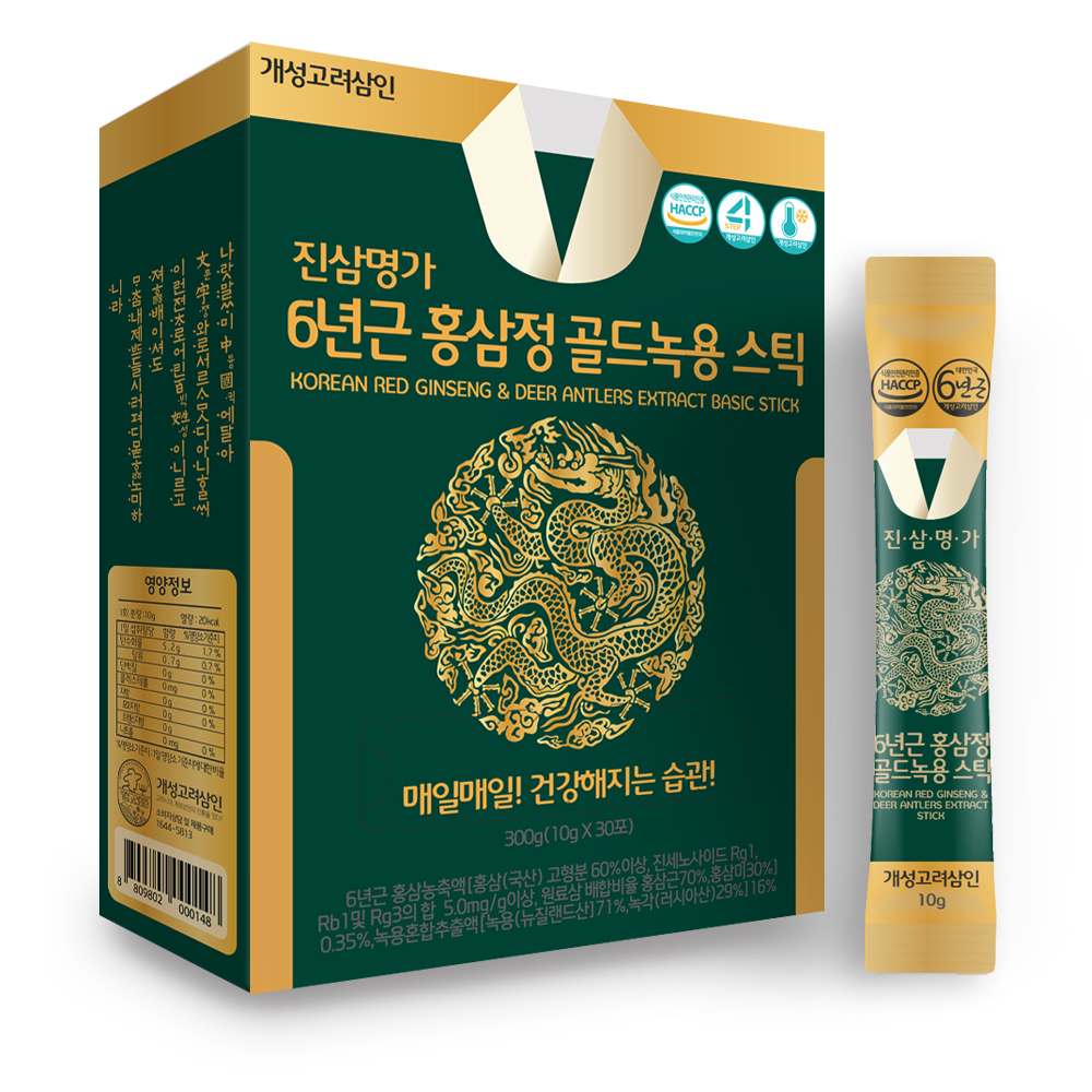 개성고려삼인 진삼명가 6년근 홍삼정 골드녹용 스틱 10g x 30포, 1개