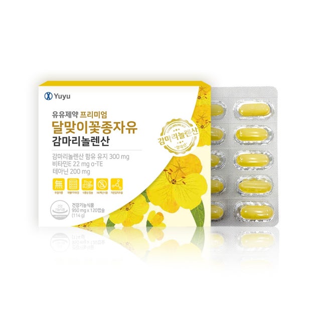 유유제약 프리미엄 달맞이꽃종자유 <b>감마리놀렌산</b> 950mg x 120캡슐, 1개