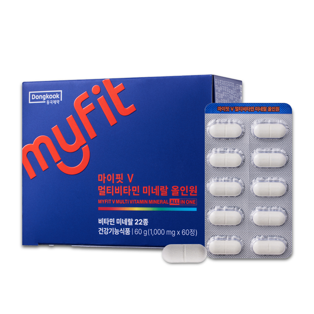 동국<b>제약</b> 마이핏V 멀티비타민 미네랄 올인원 1000mg x 60정, 3개
