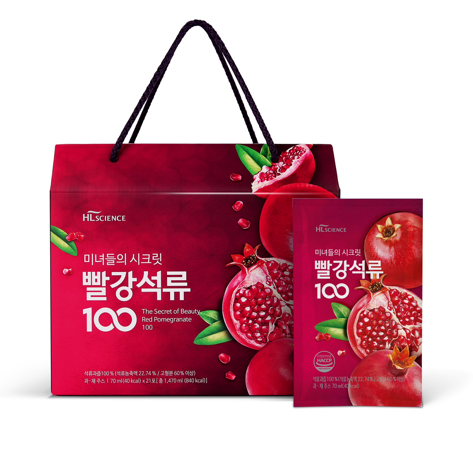 에이치엘사이언스 미녀들의 시크릿 빨강<b>석류</b> 100 70ml x 21포, 1개