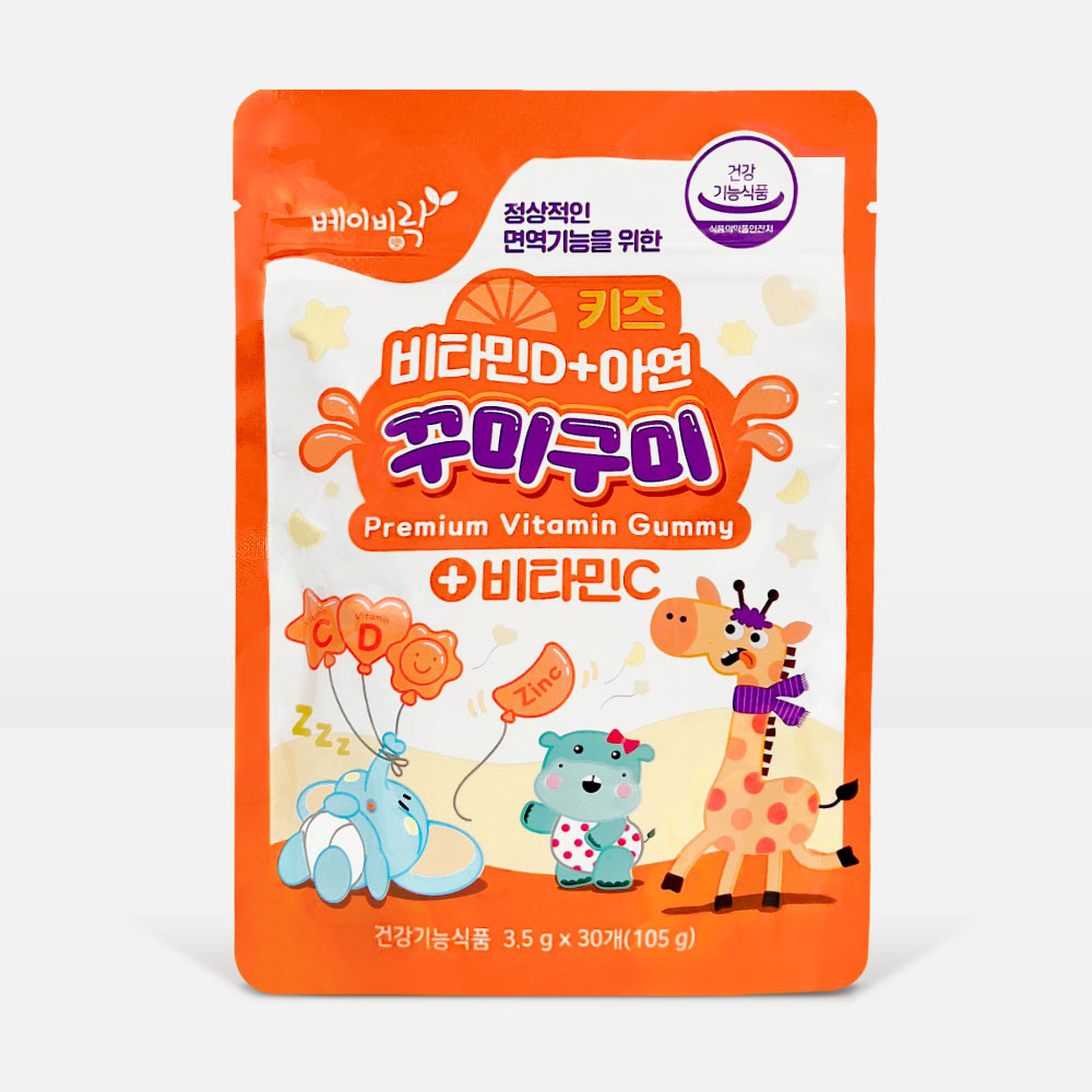 <b>베이비락</b> 키즈 비타민D + 아연 꾸미구미 3.5g x 30구미, 1개