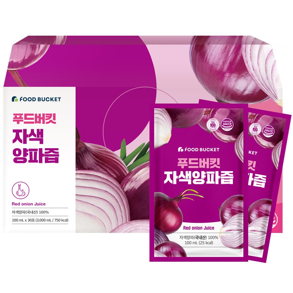 <b>푸드버킷</b> 무안 자색양파즙 100ml x 30포, 1개
