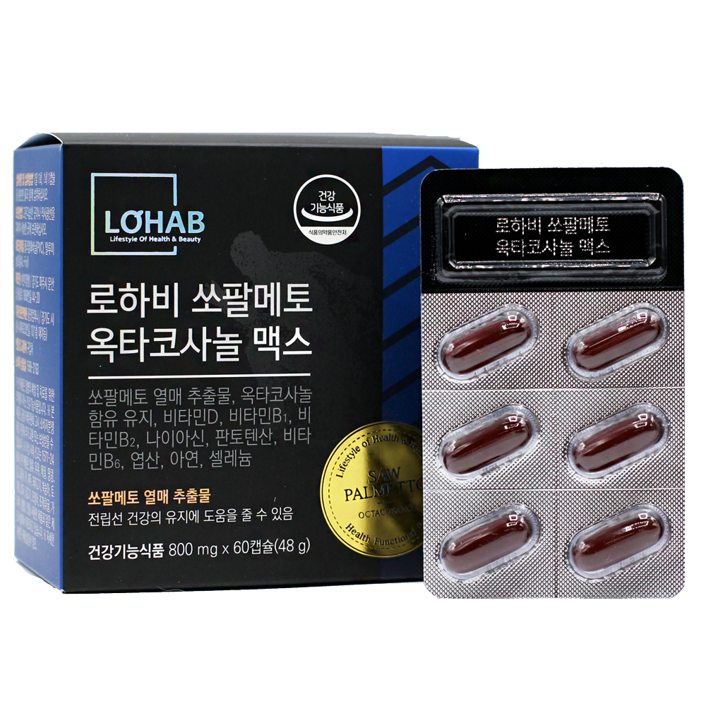 <b>로하비</b> 쏘팔메토 옥타코사놀 맥스 800mg x 60캡슐, 4개