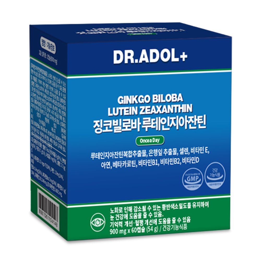 <b>닥터아돌</b> 징코빌로바 루테인 지아잔틴 900mg x 60캡슐, 1개