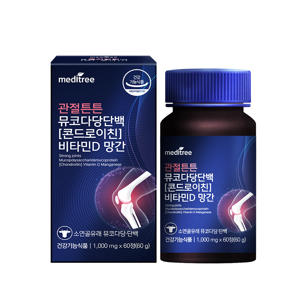 메디트리 관절튼튼 뮤코다당단백 콘드로이친 비타민D 망간 1000mg x 60정, 5개