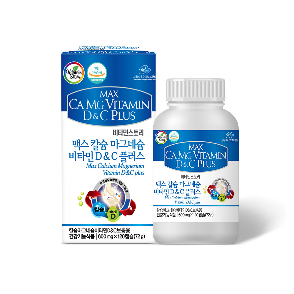 <b>비타민</b>스토리 맥스 <b>칼슘</b> 마그네슘 <b>비타민</b> D 앤 <b>C</b> 플러스 600mg x 120캡슐, 1개