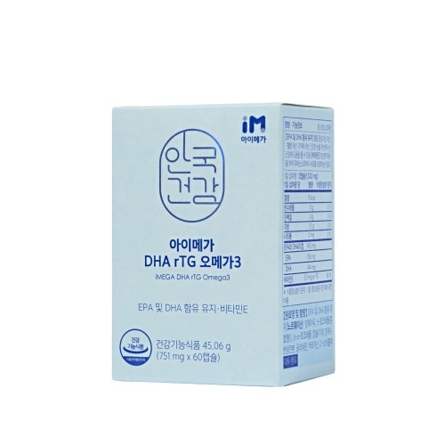 안국건강 <b>아이</b><b>메가</b> DHA rTG 오<b>메가</b>3 751mg x 60캡슐, 1개