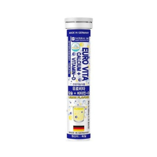 내츄럴365 <b>유로비타 칼슘 비타민D</b> 레몬맛 4500mg x 20정, 1개