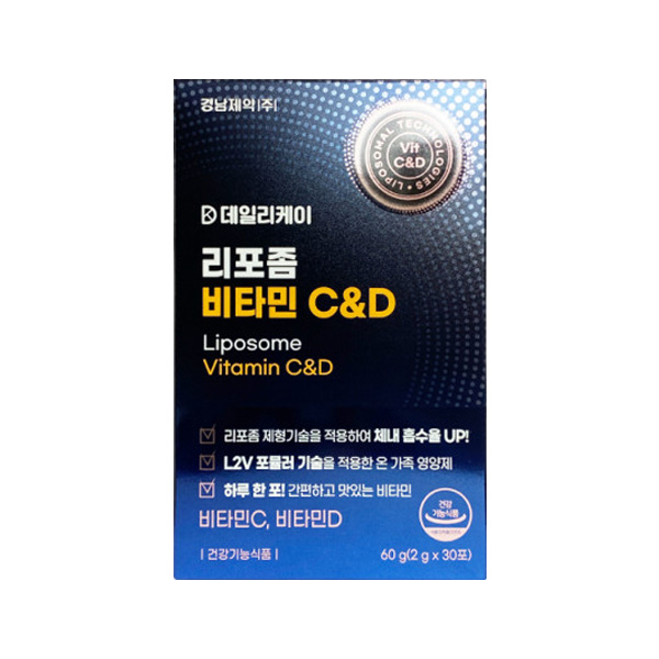 경남제약 데일리케이 리포좀 비타민C D 2g x 30포, 3개