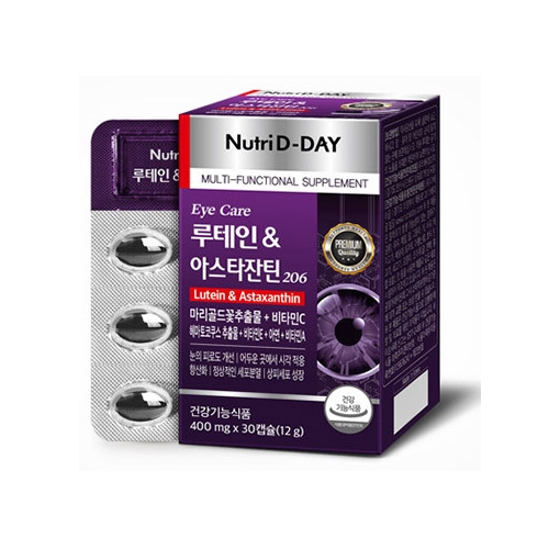 뉴트리디데이 아이케어 루테인 &amp; 아스타잔틴 206 400mg x 30캡슐, 1개
